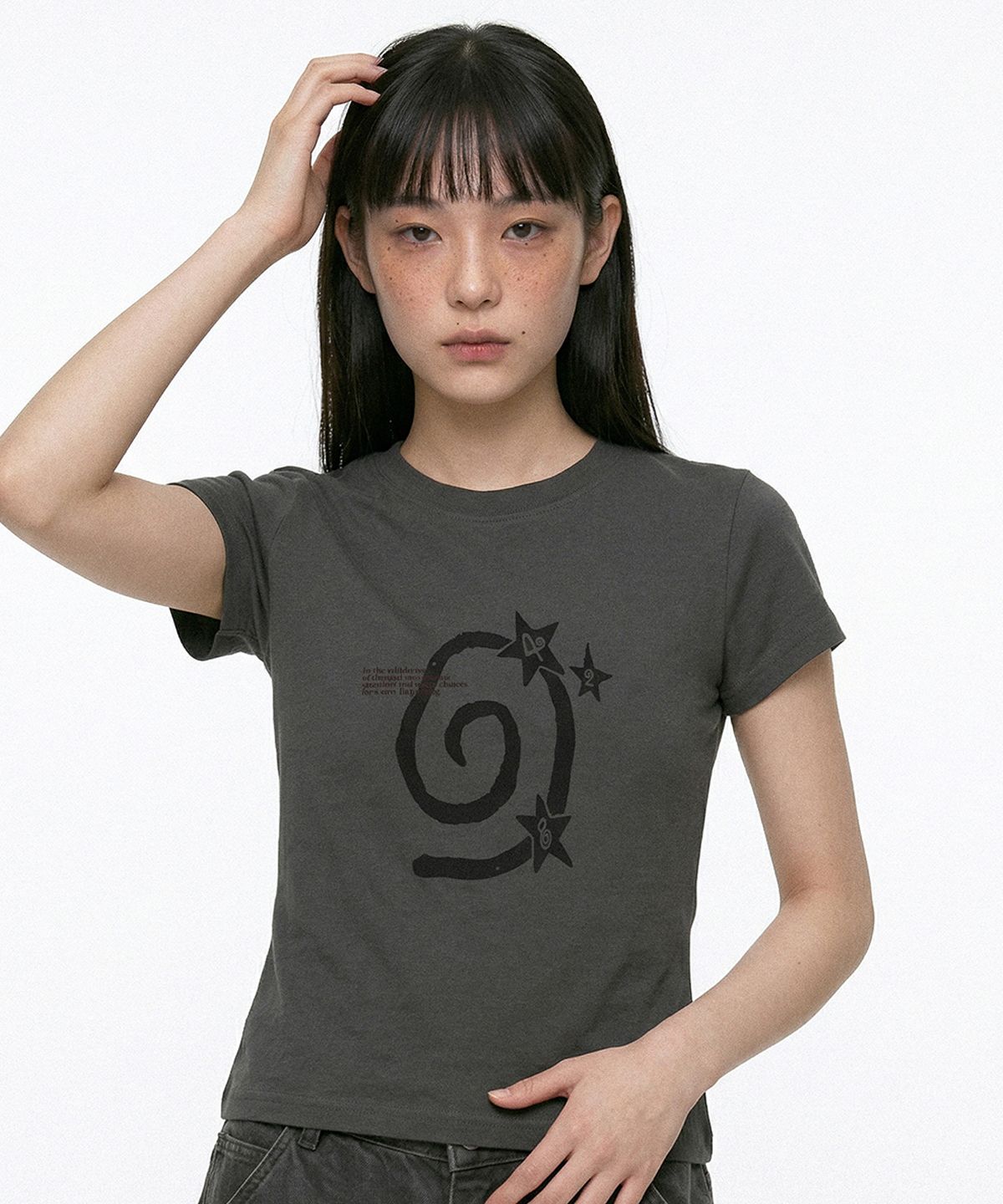 키치어리(KITSCHEERY) Swirl T-shirt (Charcoal)