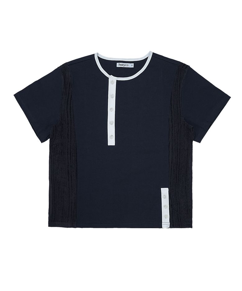 Two Side Button Tee Navy