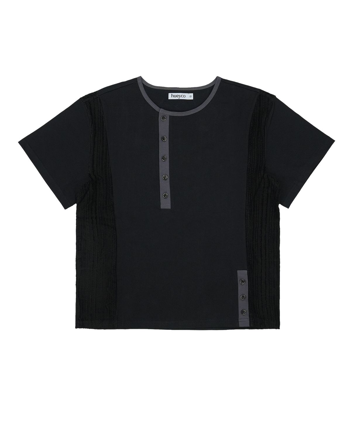 휴이(HUEY) Two Side Button Tee Black