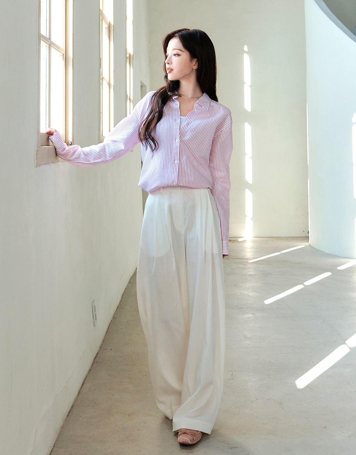 지오다노(GIORDANO) 와이드 플리츠 팬츠 416542 [2color]