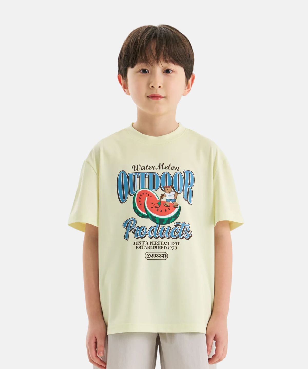 아웃도어 프로덕츠 키즈(OUTDOOR PRODUCTS KIDS) 쿨터치 수박 그래픽 반팔 티셔츠 (라임) OD262ISS23_LIM