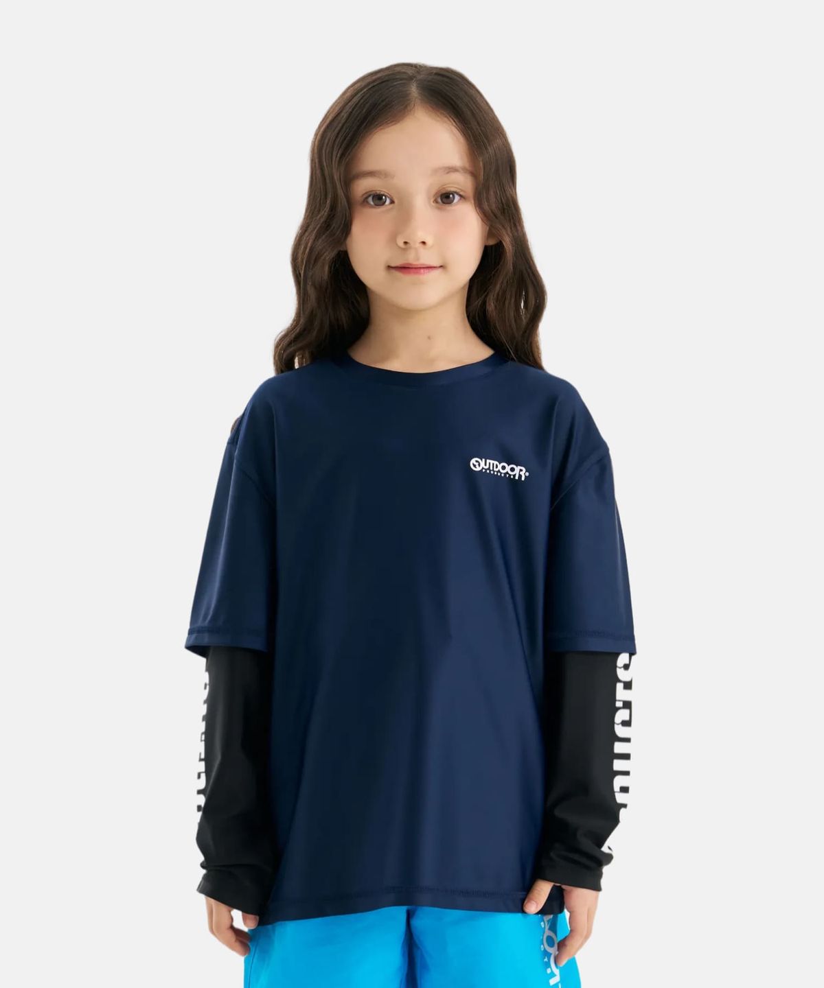 아웃도어 프로덕츠 키즈(OUTDOOR PRODUCTS KIDS) 긴팔 레이어드 워터 티셔츠 (네이비) OD262ESW02_NVY