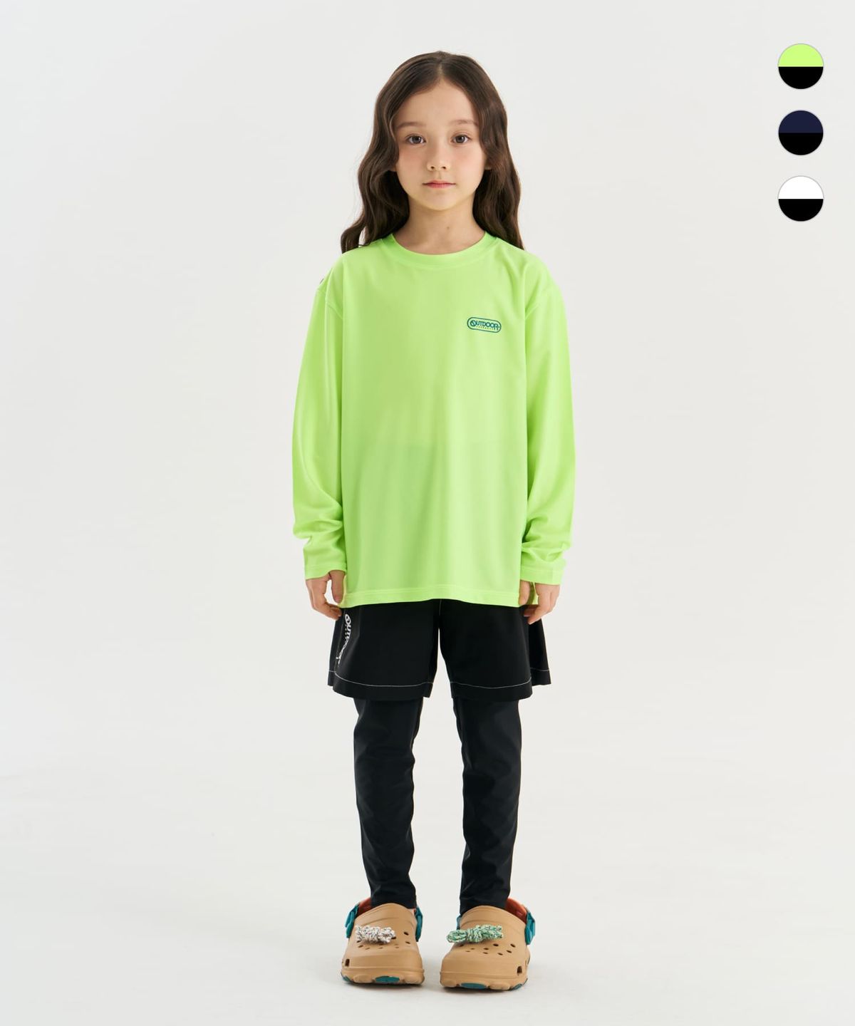 아웃도어 프로덕츠 키즈(OUTDOOR PRODUCTS KIDS) [세트상품]긴팔 백그래픽 워터 티셔츠+워터 레깅스 쇼츠 (3color)