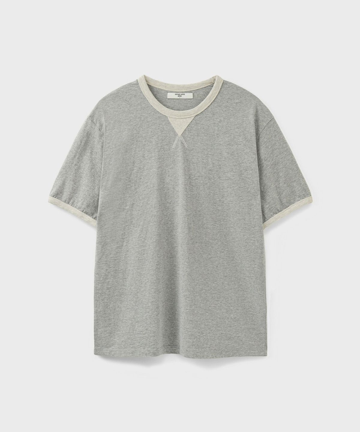 유니온블루(UNION BLUE) GUSSET RINGER S/S T-SHIRT [MELANGE GRAY]