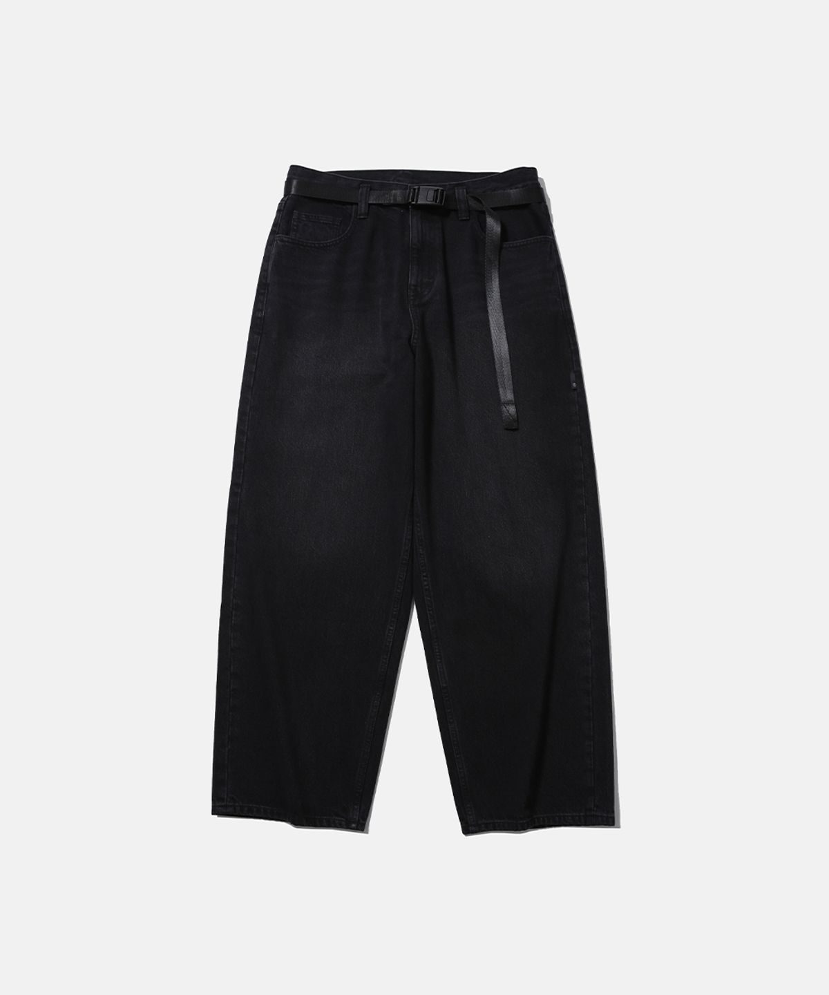 모이프(MOIF) [SS26] WIDE 6P BELTED DENIM PANTS / RINSED BLACK