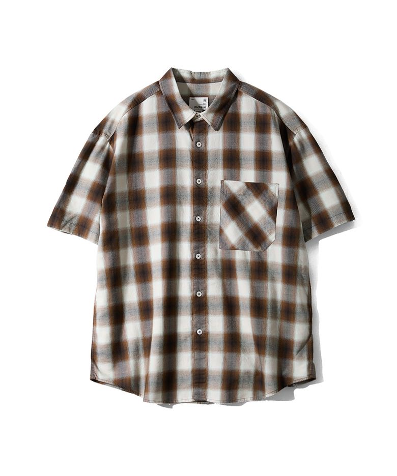 Ophir Cupro Ombre Multi Check Shirt Mocha