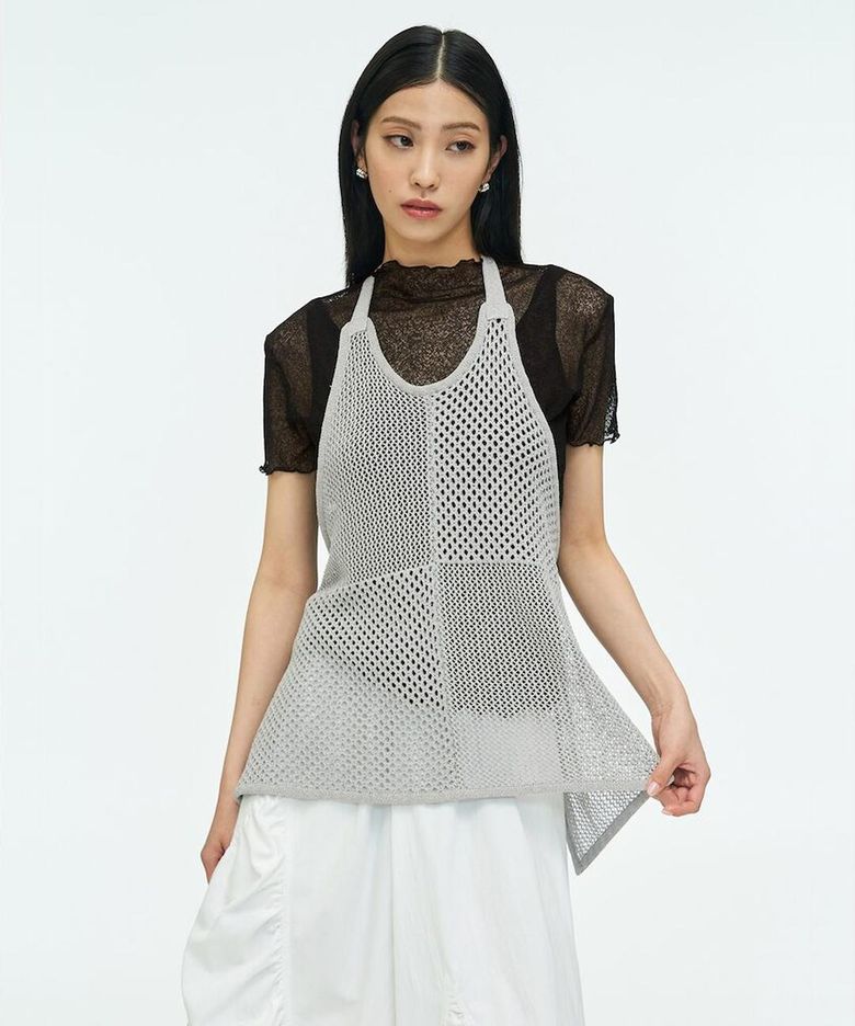 Net Apron Top  Grey