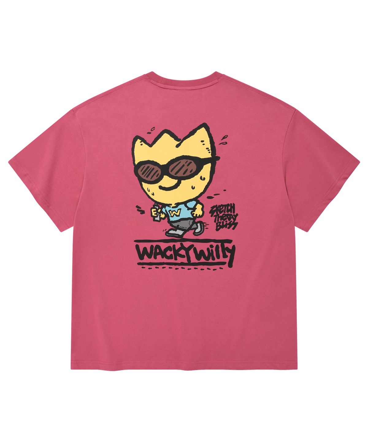 와키윌리(WACKY WILLY) 그래픽 반팔 티셔츠 핑크