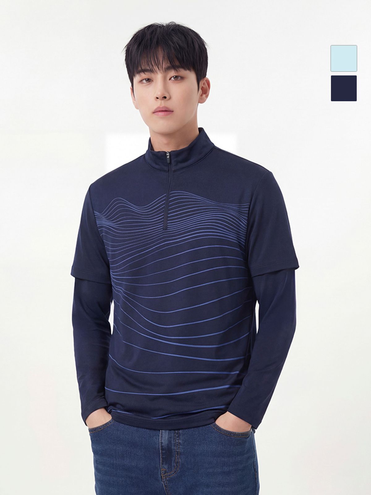 웨스트우드(WESTWOOD) 남성 물결 프린트 긴팔 집티_WO2MTTS329