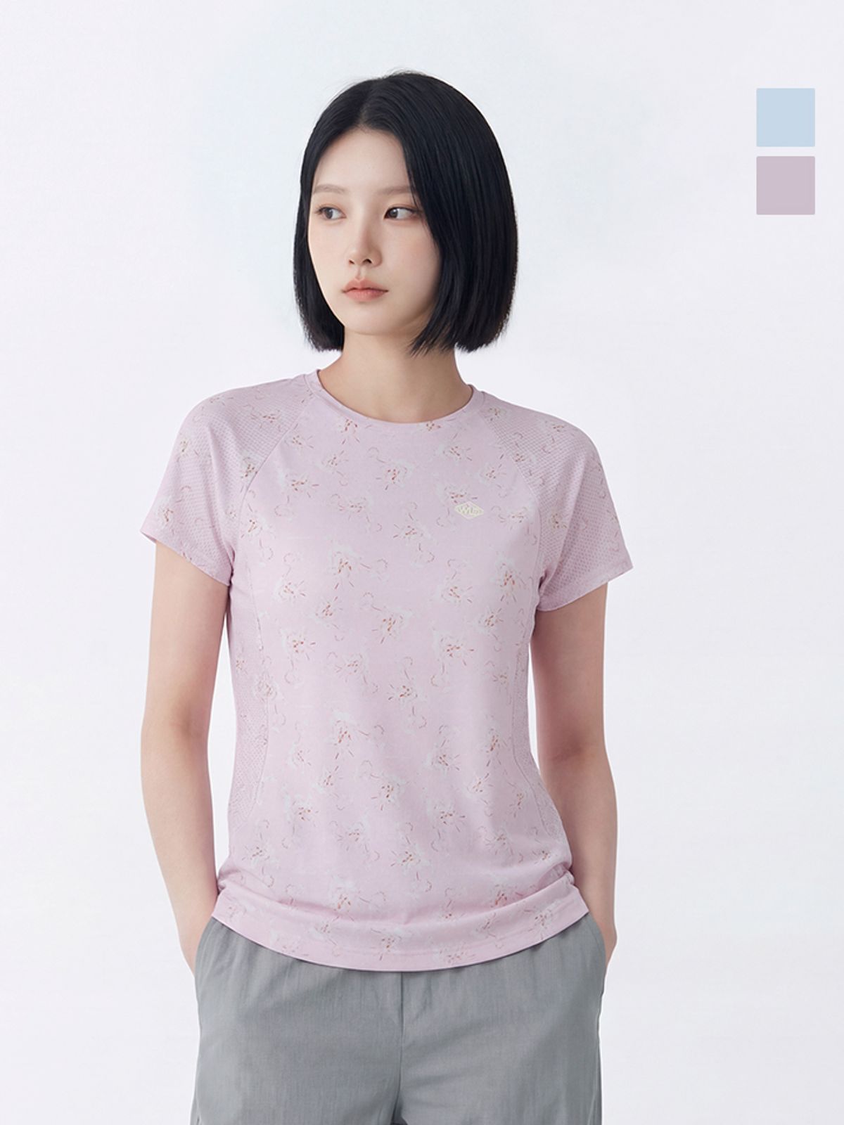 웨스트우드(WESTWOOD) 여성 플라워 프린트 라운드티_WO2WTTR434