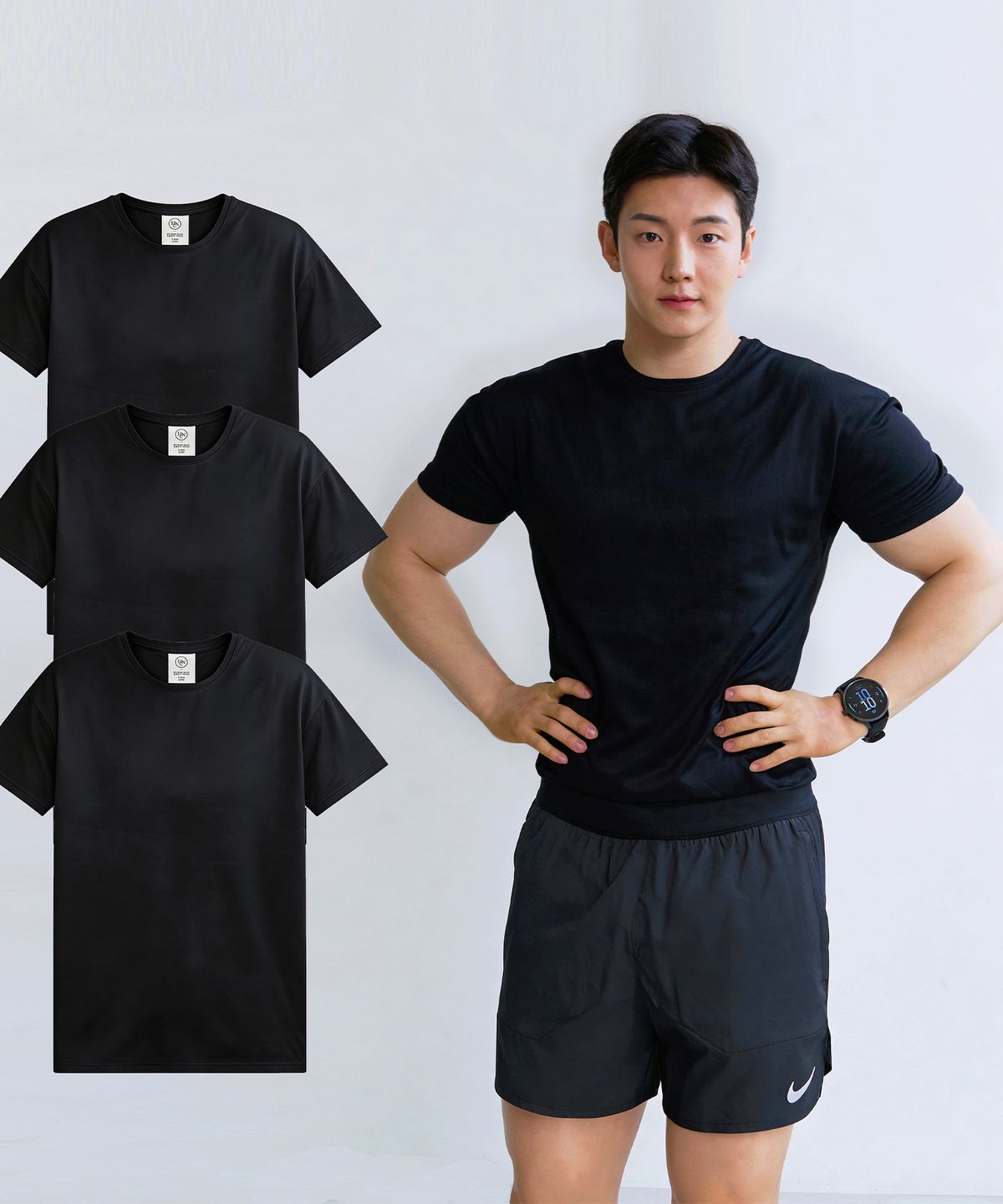핵쿨남(HECKCOOLNAM) 어깨넓어보이는 메쉬 쿨링 머슬핏 반팔 러닝 티셔츠 3장 세트