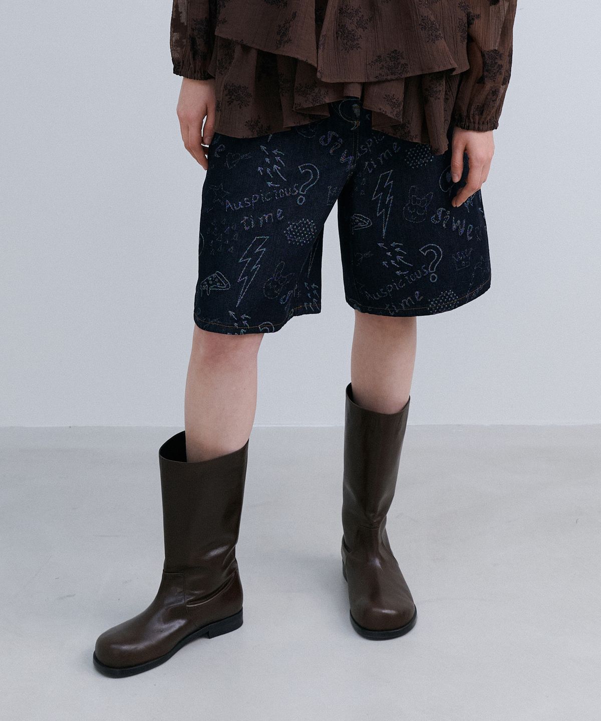 에핑글러(EPINGLER) SKETCHED HALF DENIM - NAVY
