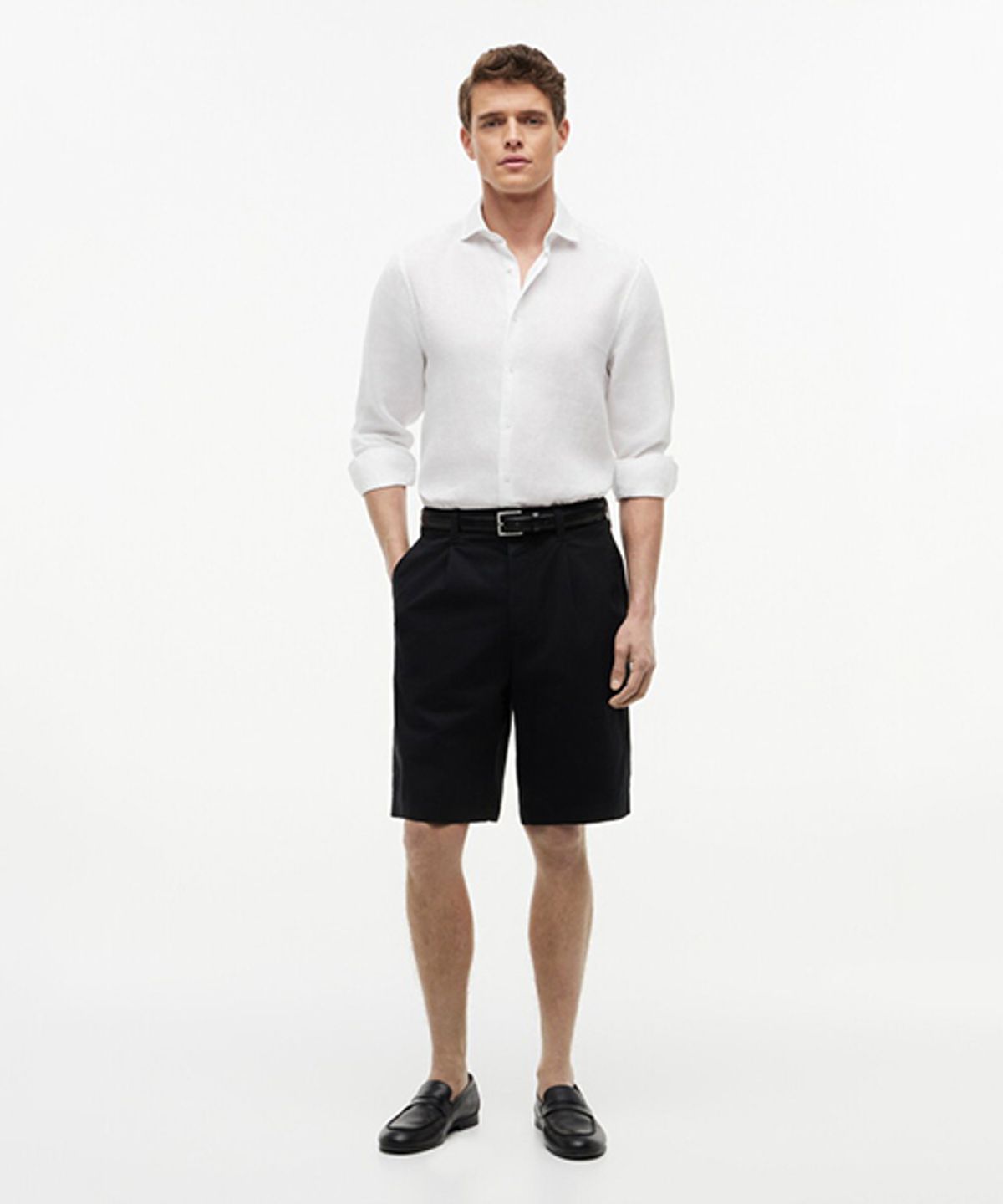타미힐피거(TOMMY HILFIGER) 리버 핏 페이퍼터치 쇼츠 (T12G3WPQ230MT1BDS)
