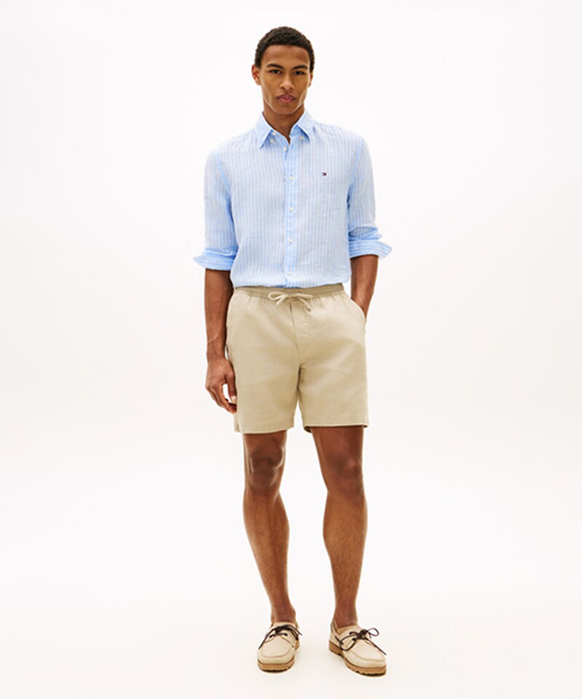 타미힐피거(TOMMY HILFIGER) 도버 핏 린넨 블렌드 밴딩 쇼츠 (T12G3WPQ270MT1AEG)