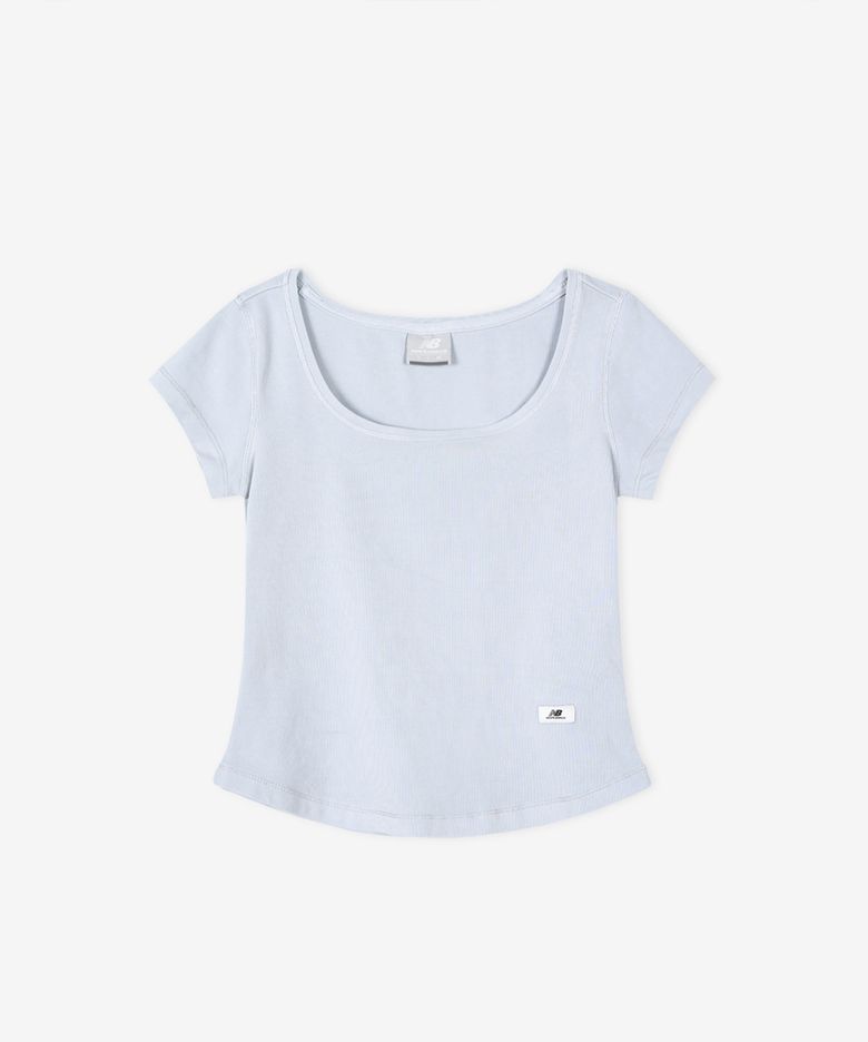 NBNEG2W472 / WOMEN 핏티드 스퀘어넥 캡 반팔티 (D/BLUE)