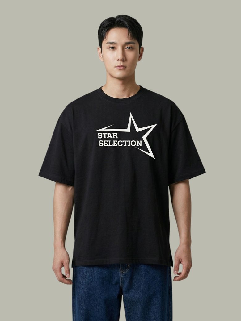 스타셀렉션 빅로고  오버핏 반팔  BLACK