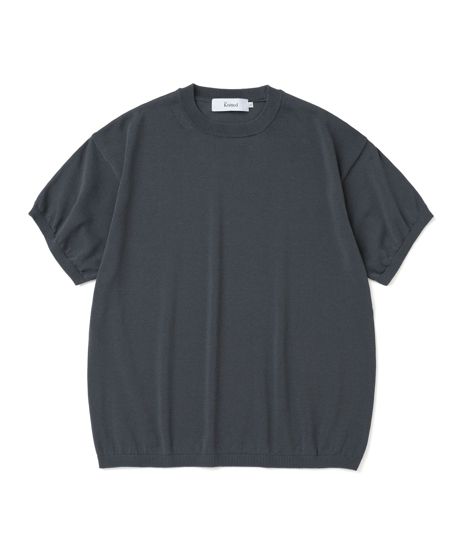 MUSINSA | KNITTED Shellon Single Crop Round Knit CHARCOAL