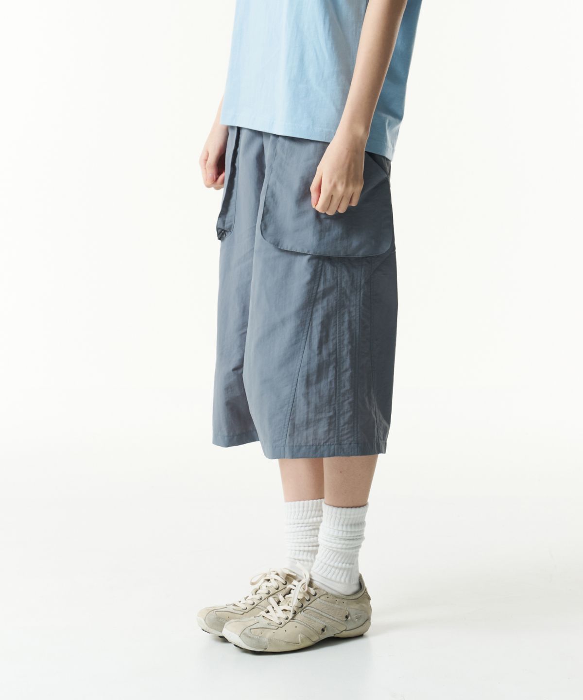 더콜디스트모먼트(THE COLDEST MOMENT) TCM pocket panel half pants (blue grey)