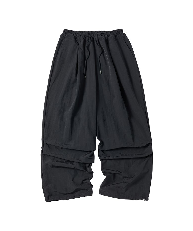 NYLON PINTUCK PANTS [BLACK]