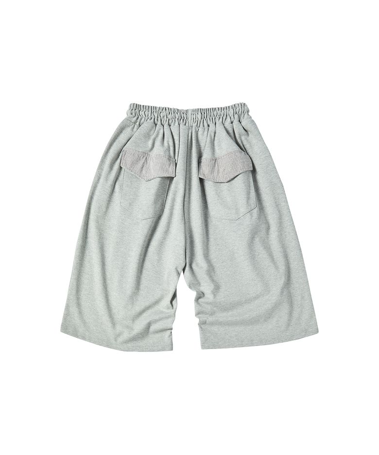 CHECK POCKET SWEAT SHORTS [GRAY]