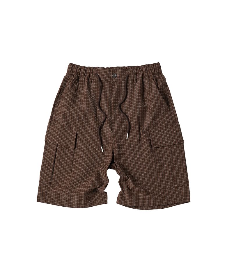 CHECK CARGO SHORTS [BROWN]