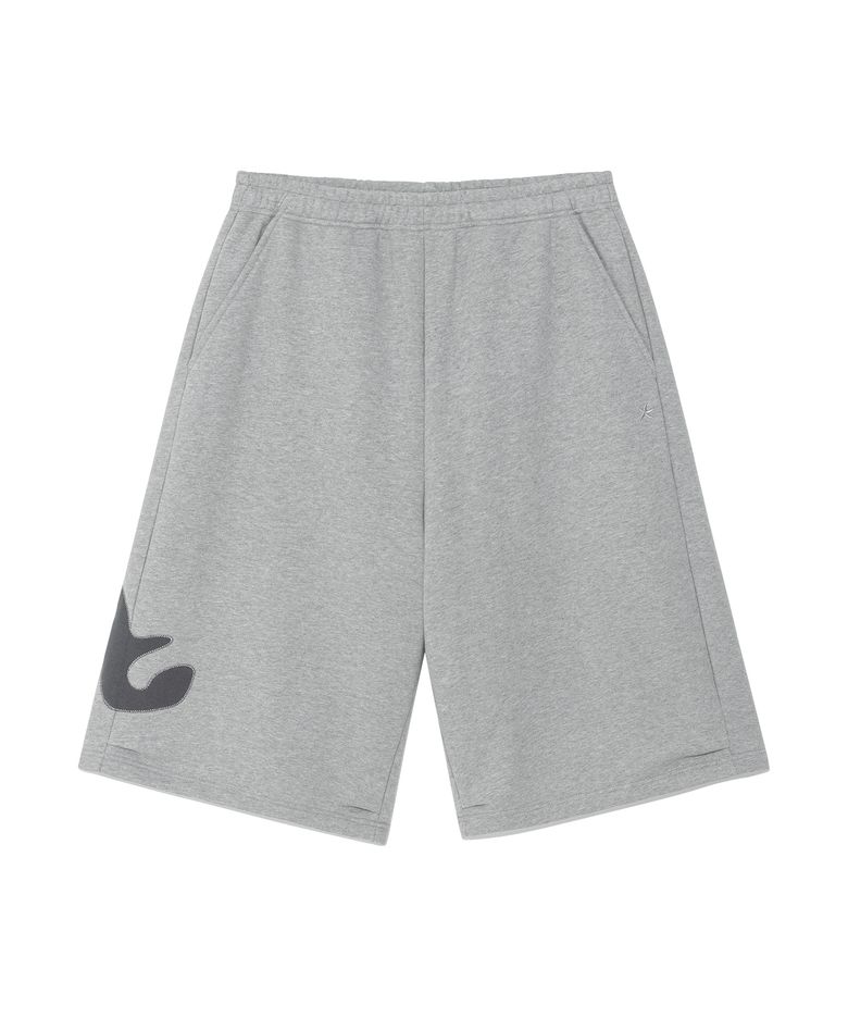 TCM zigzag stitch half sweat pants (melange grey)