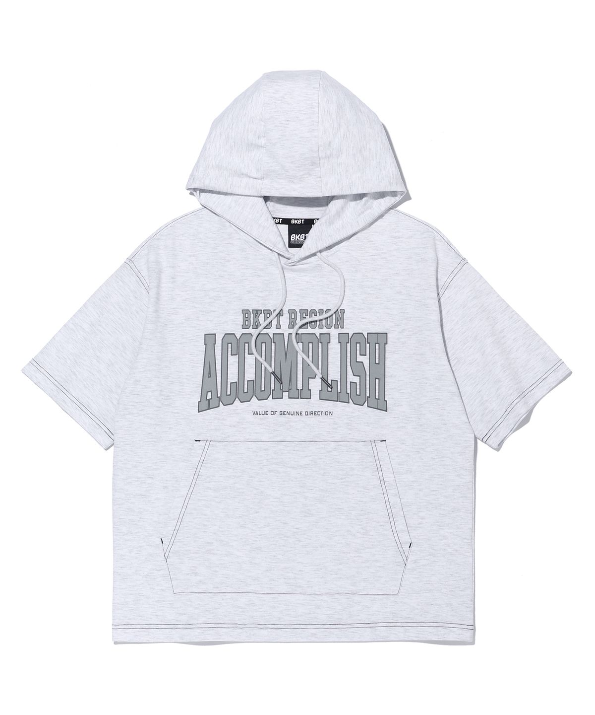 벙커버스터(BUNKERBUSTER) 배색 스티치 레터링 후드 반팔티 MQ7TU424_LIGHT GREY