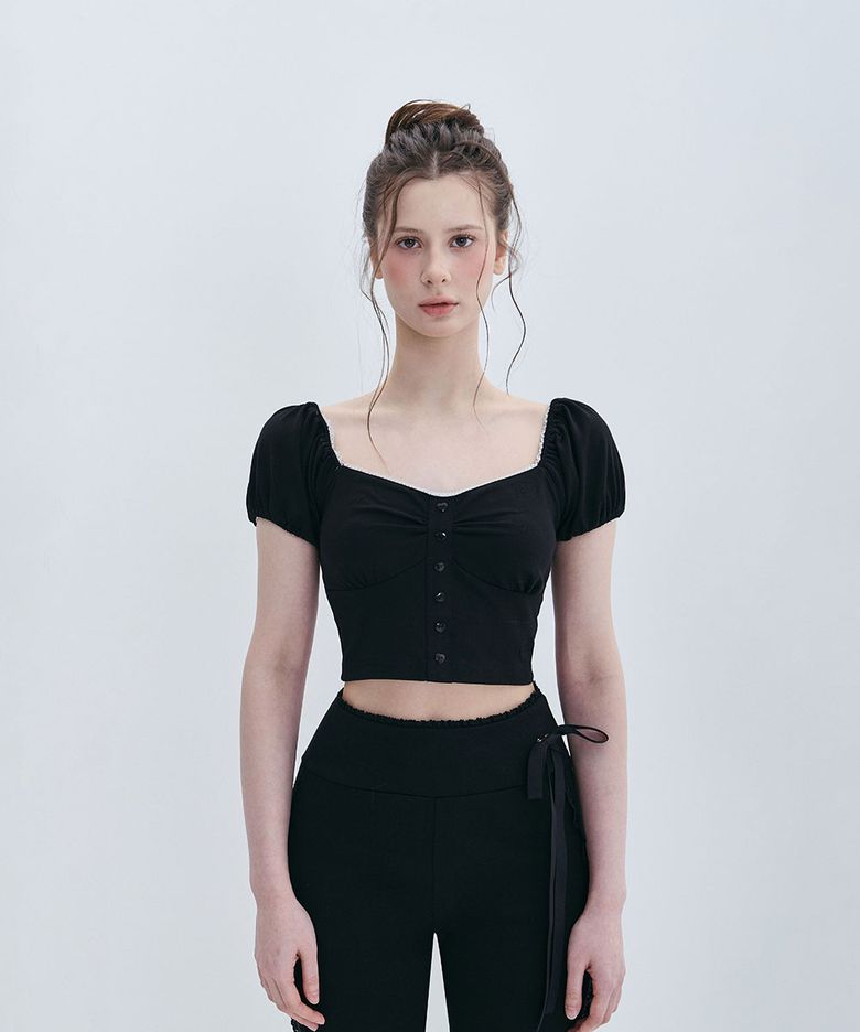 COQUETTE PUFF TOP - BLACK