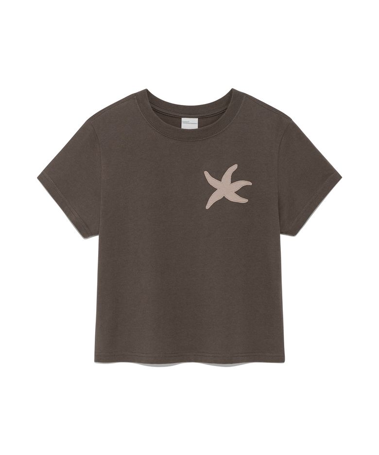 (w) TCM vintage starfish crop T (brown)