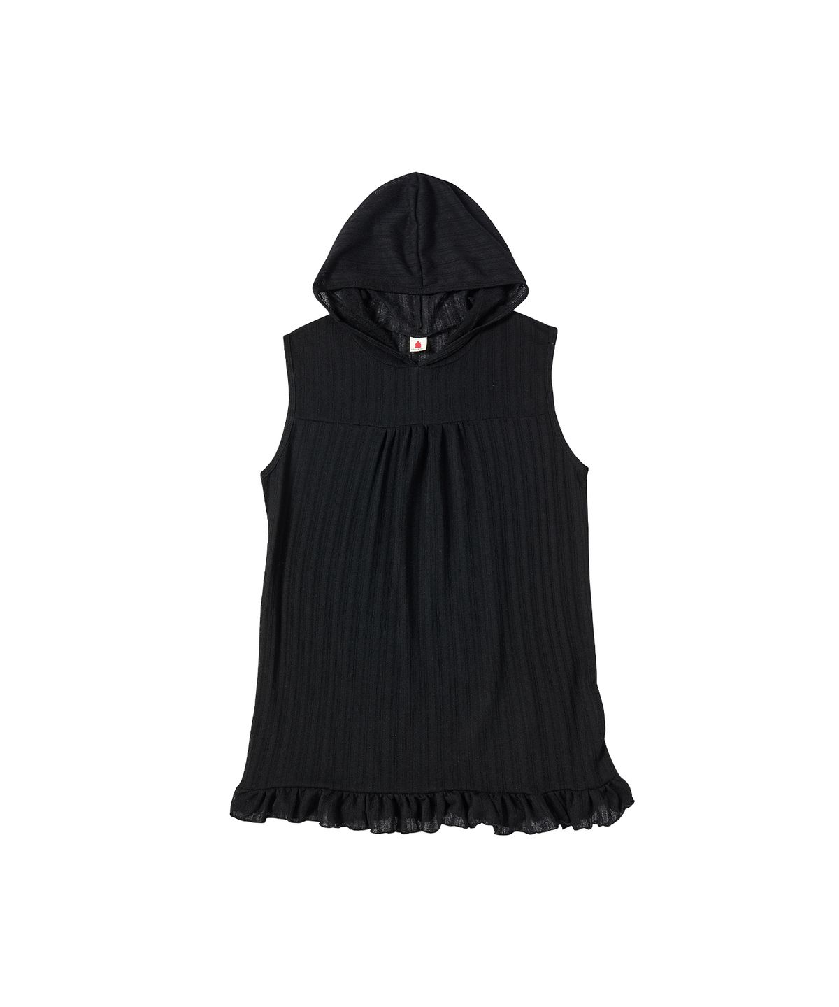 꼬모니노즈(COMONINOZ) W FRILL SLEEVELESS HOODIE [BLACK]