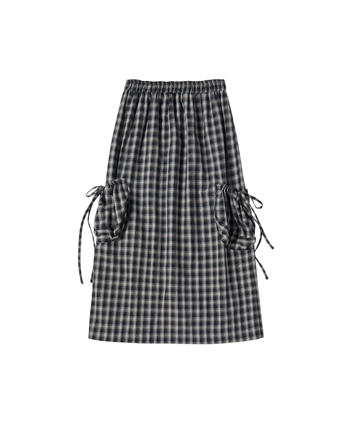 꼬모니노즈(COMONINOZ) W CHECK CARGO SKIRT [BLACK]