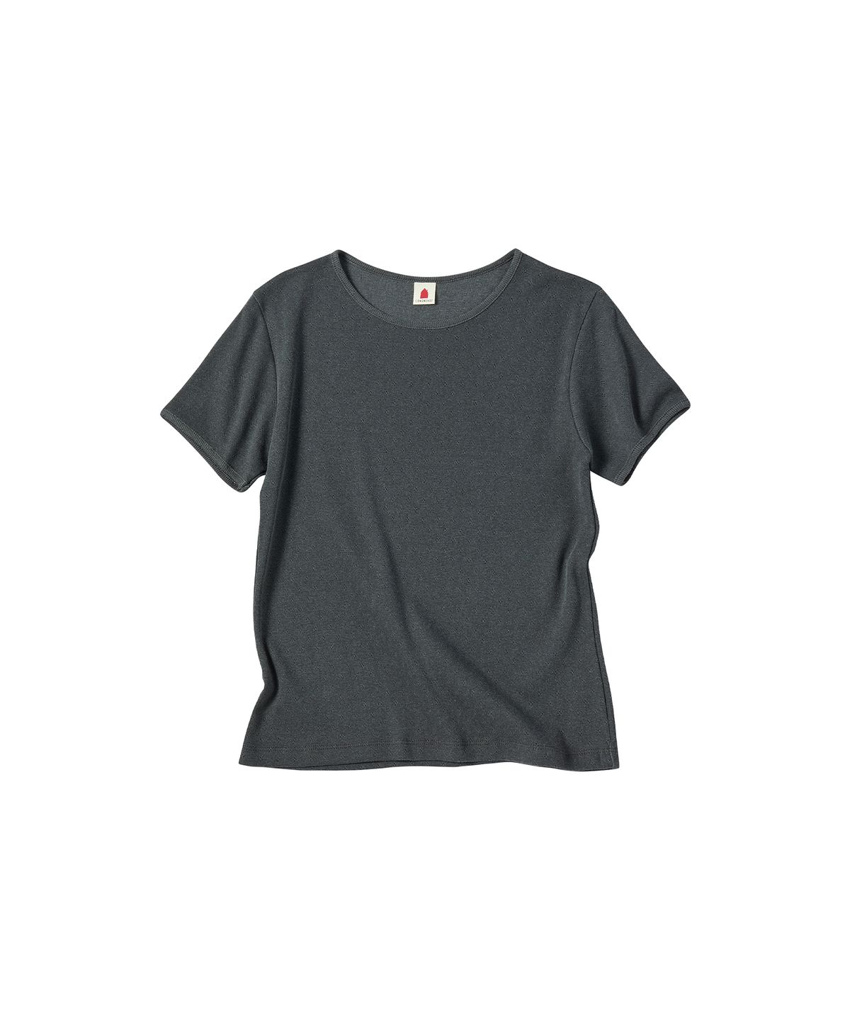 꼬모니노즈(COMONINOZ) W PIGMENT EYELET T-SHIRT [DEEP GRAY]