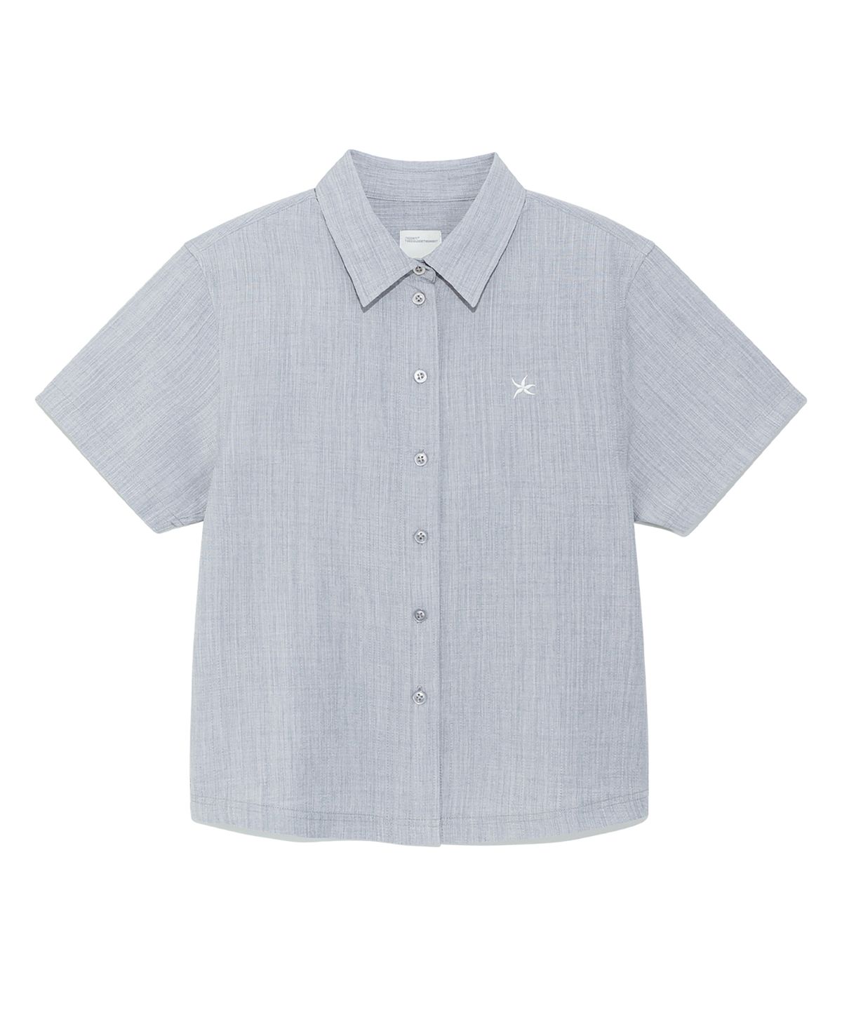 더콜디스트모먼트(THE COLDEST MOMENT) (w) TCM mini logo textured half shirt (blue grey)