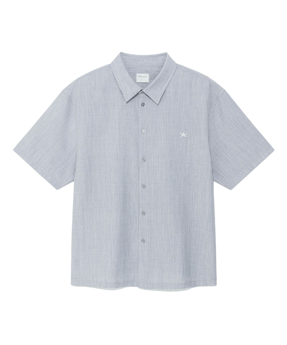 더콜디스트모먼트(THE COLDEST MOMENT) TCM mini logo textured half shirt (blue grey)