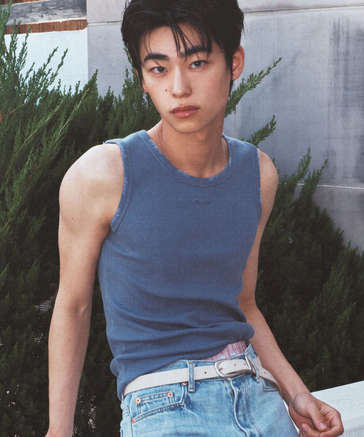 드렁크텍스트(DRUNKTXT) Damage Tank Top Blue