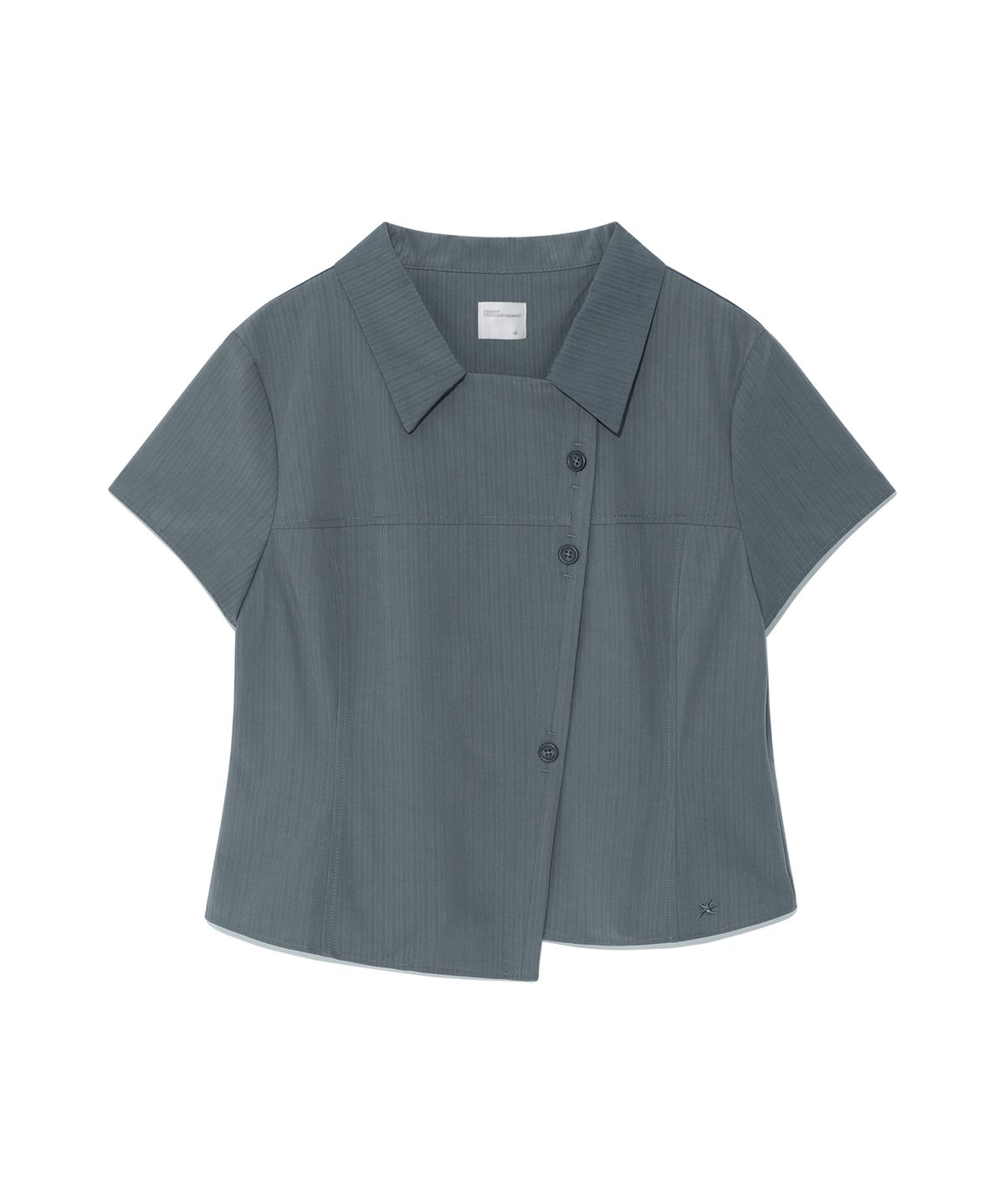 더콜디스트모먼트(THE COLDEST MOMENT) TCM 3-button stripe half shirt (dusty blue)