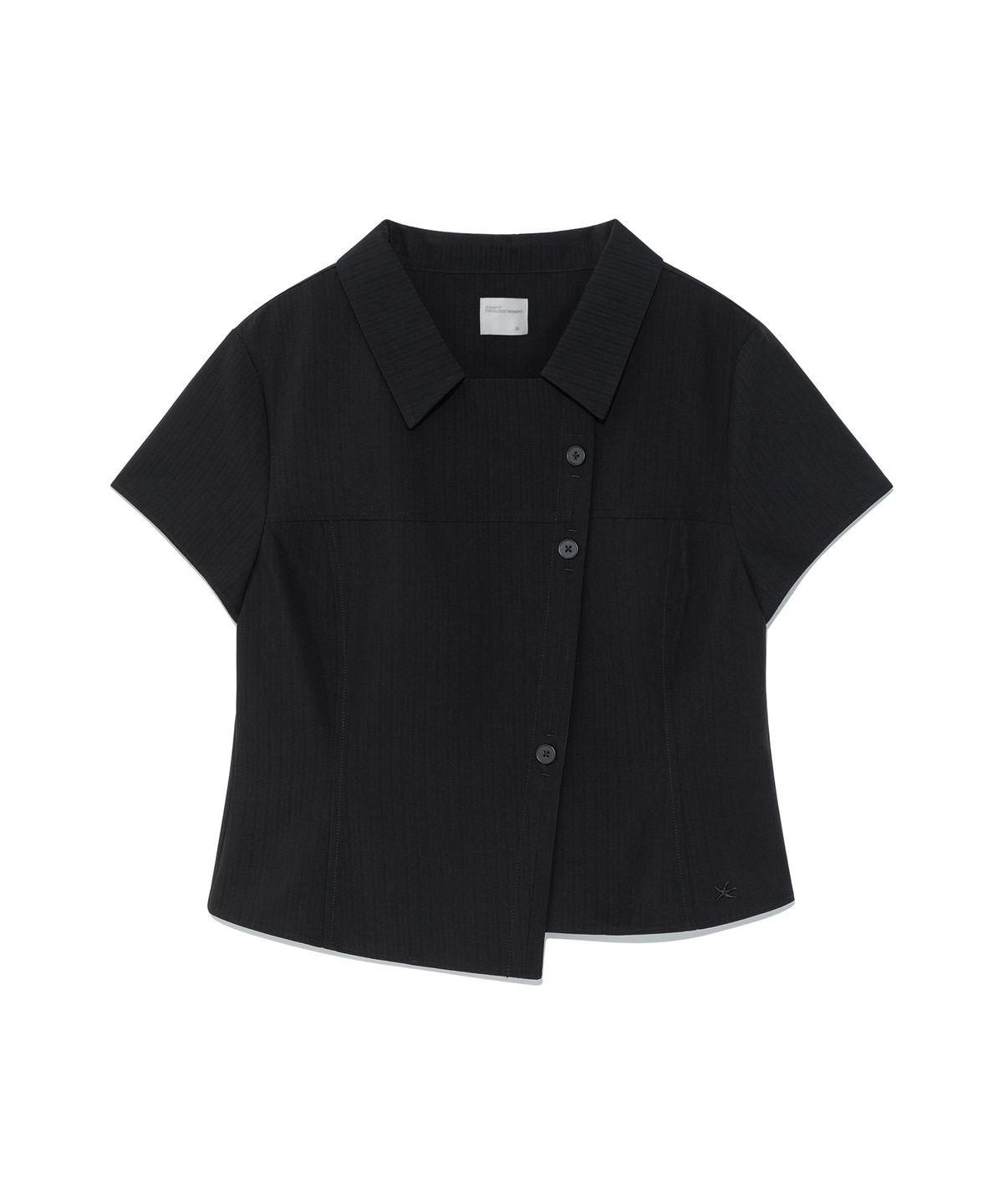 더콜디스트모먼트(THE COLDEST MOMENT) TCM 3-button stripe half shirt (black)