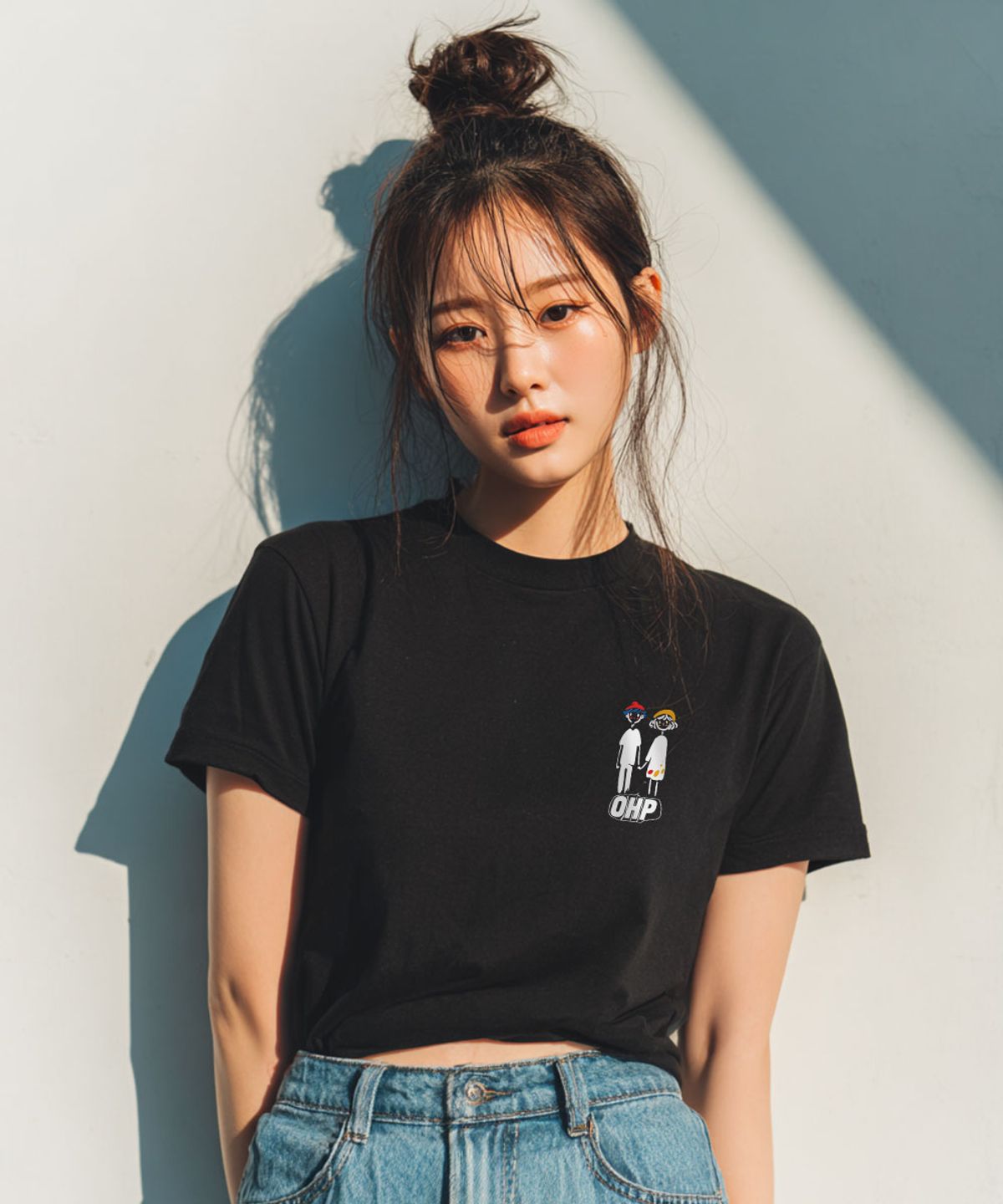 원헌드레드퍼센트 포 우먼(ONEHUNDREDPERCENT FOR WOMAN) OHPxVORIN 마음 우먼 크롭 반팔티P