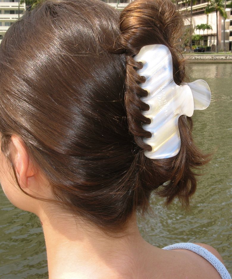 Marble Sparkle Hair Clip - Ivory