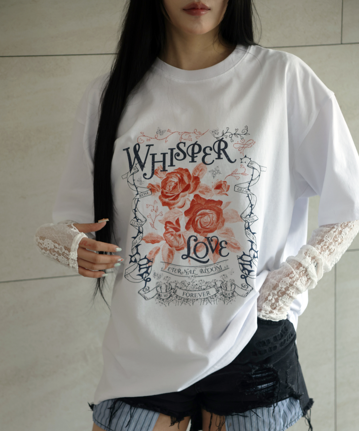 커버라이즈(COVERIZE) WHISPER LOVE 그래픽 티셔츠