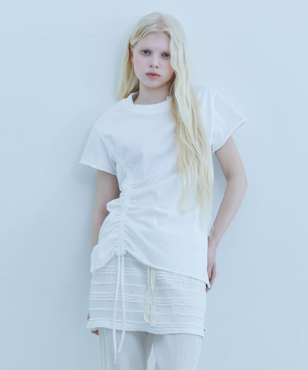 테레루(TERERU) String Shirring T-Shirt White