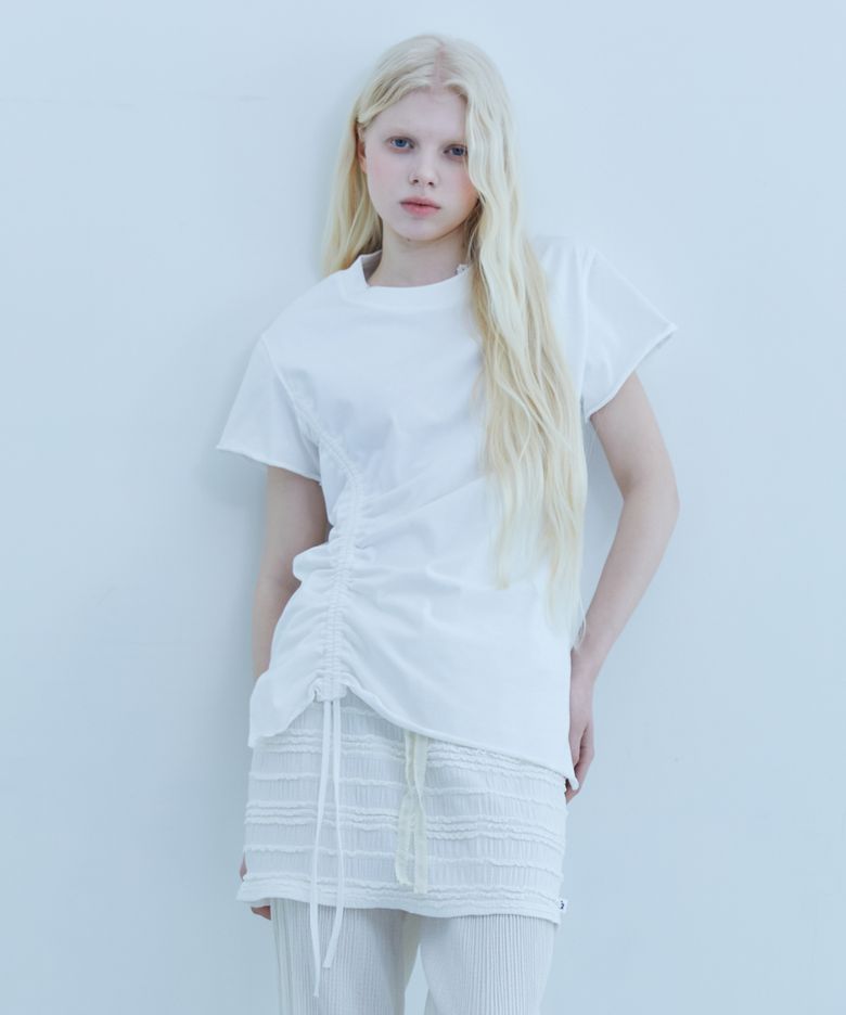 String Shirring T-Shirt White