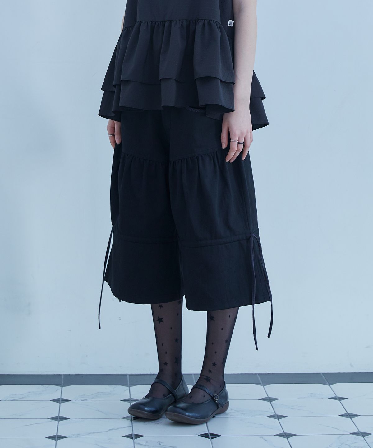 테레루(TERERU) Shirring Plum Fit Pants Black