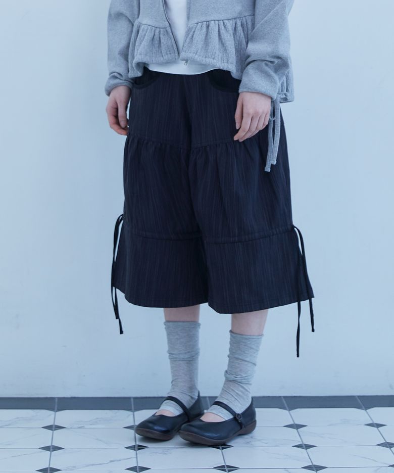 Shirring Plum Fit Pants Charcoal