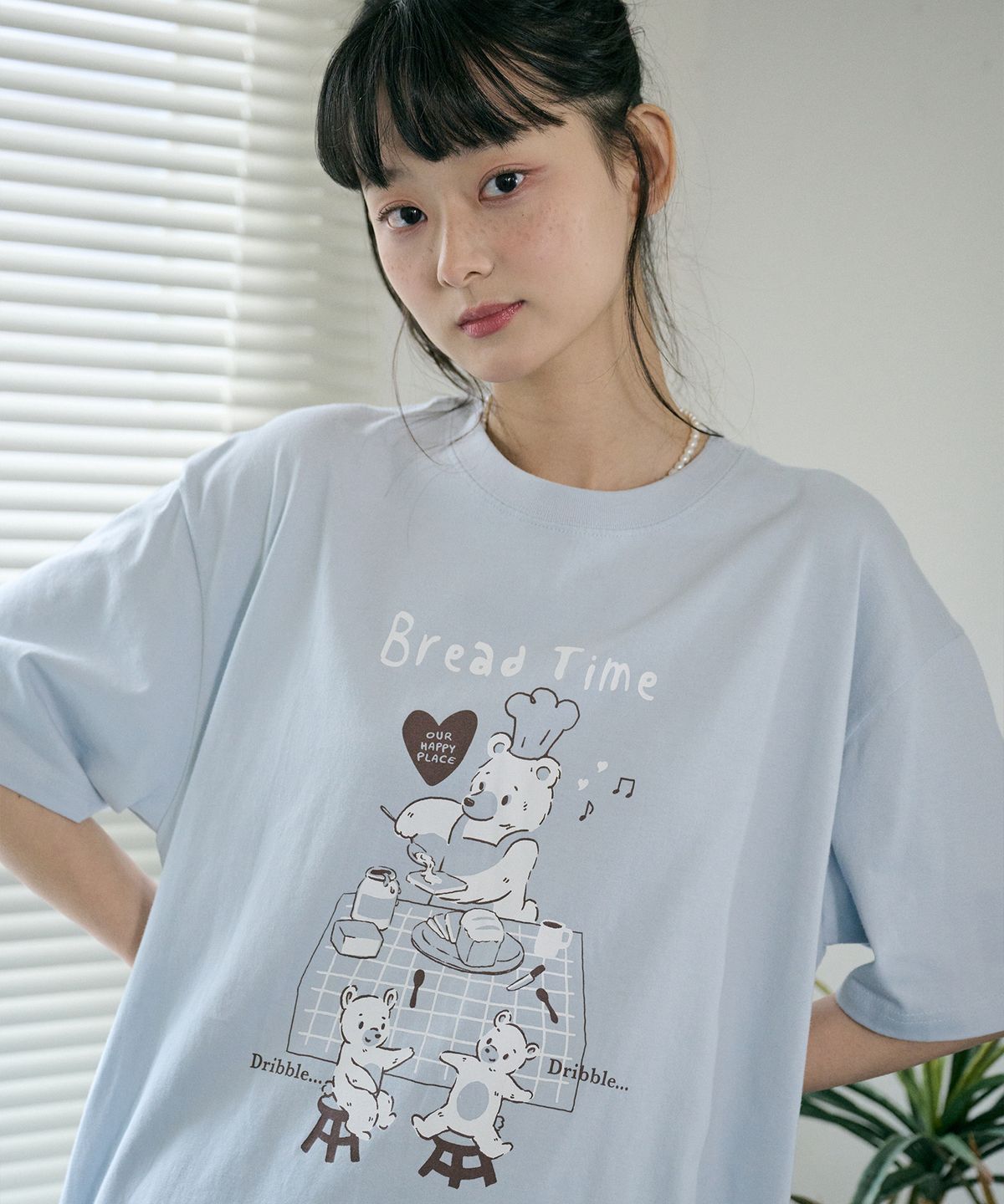 꼼파뇨(CPGN STUDIO) 베이커리 베어 반팔티 미스트블루