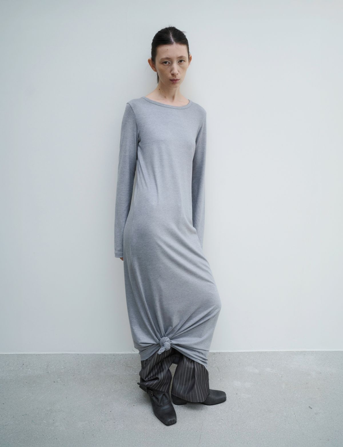 잡화룸(JABHUAROOM) MAXI TAG DRESS, (HEATHER GRAY)