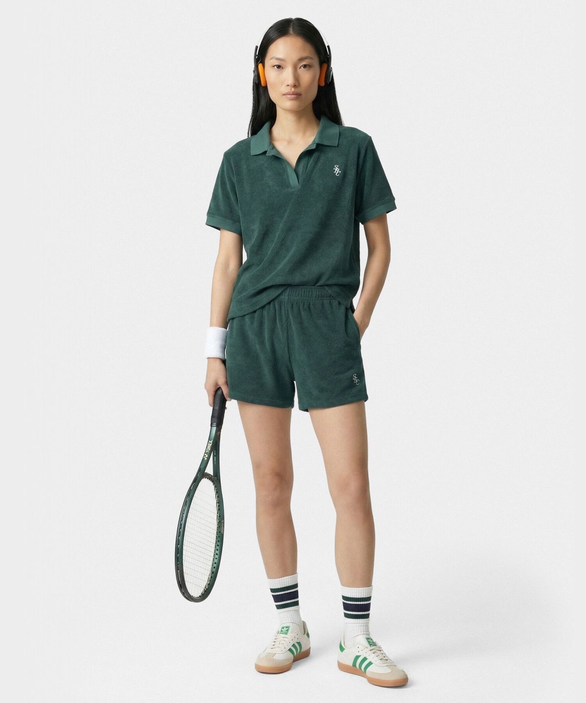 스포티앤리치(SPORTY&RICH) SRC 테리 폴로 셔츠 그린 R265AW2001