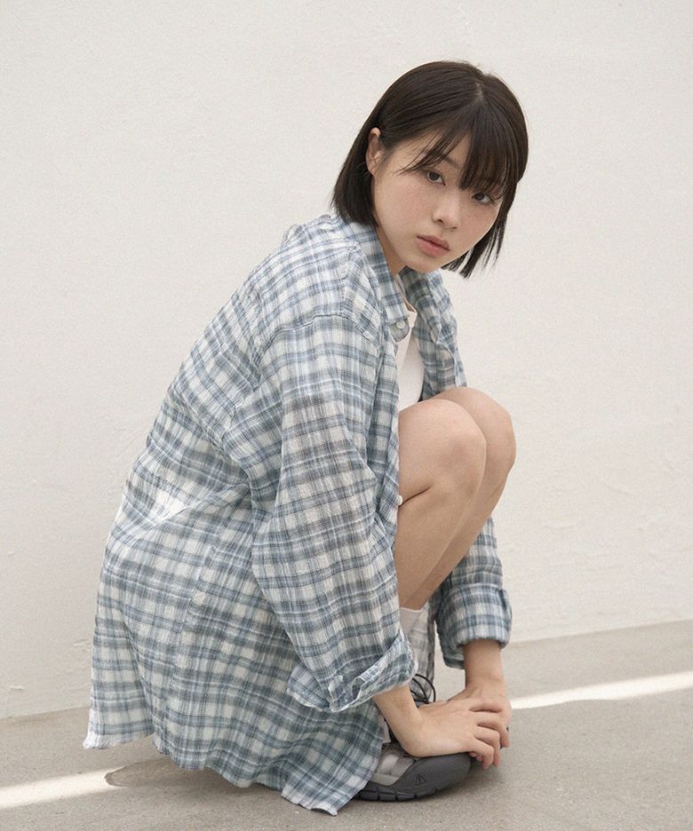 (woman) 써머 링클 오션 체크남방_5Color
