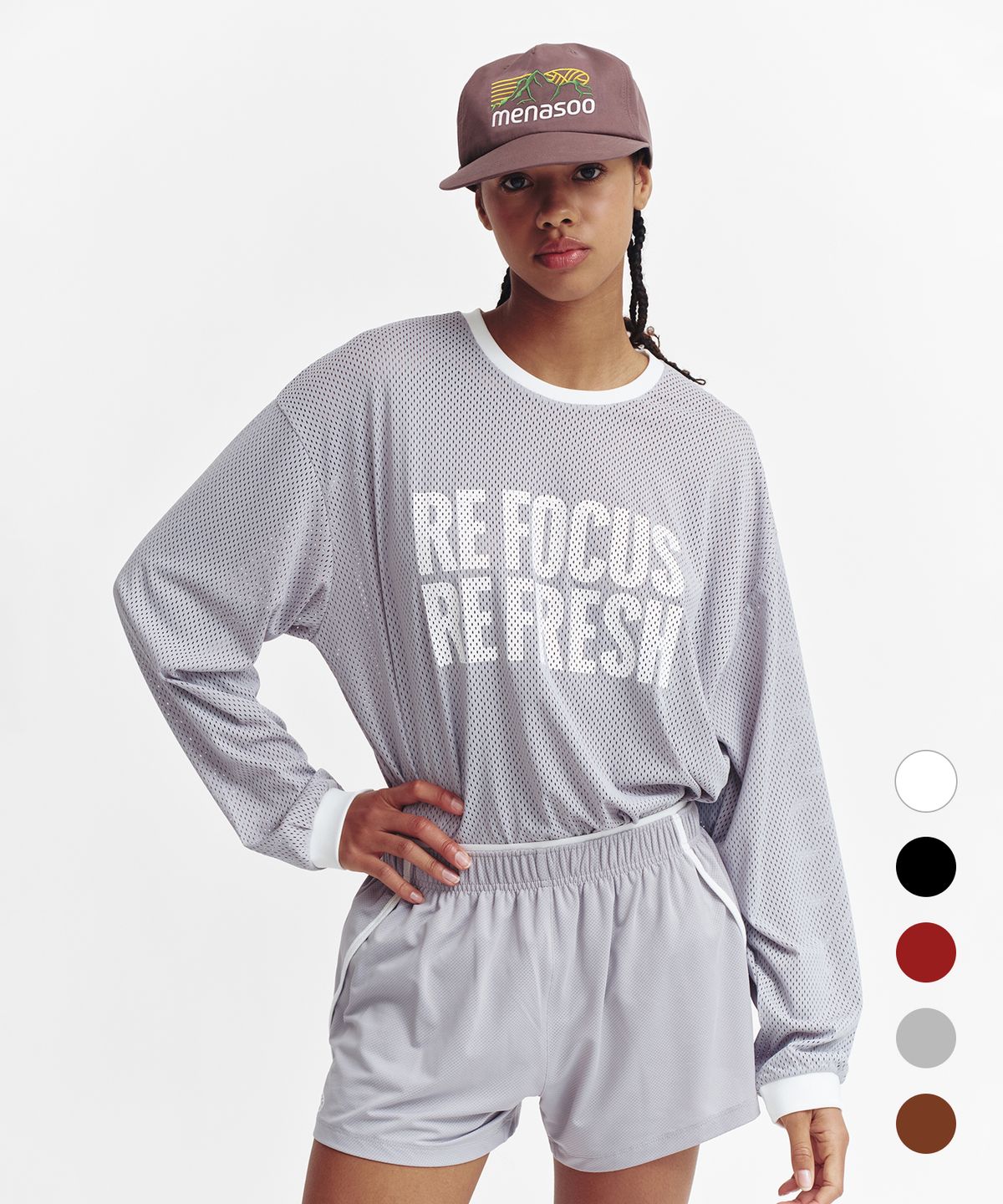미나수(MENASOO) Refocus Mesh Round Neck T Shirt