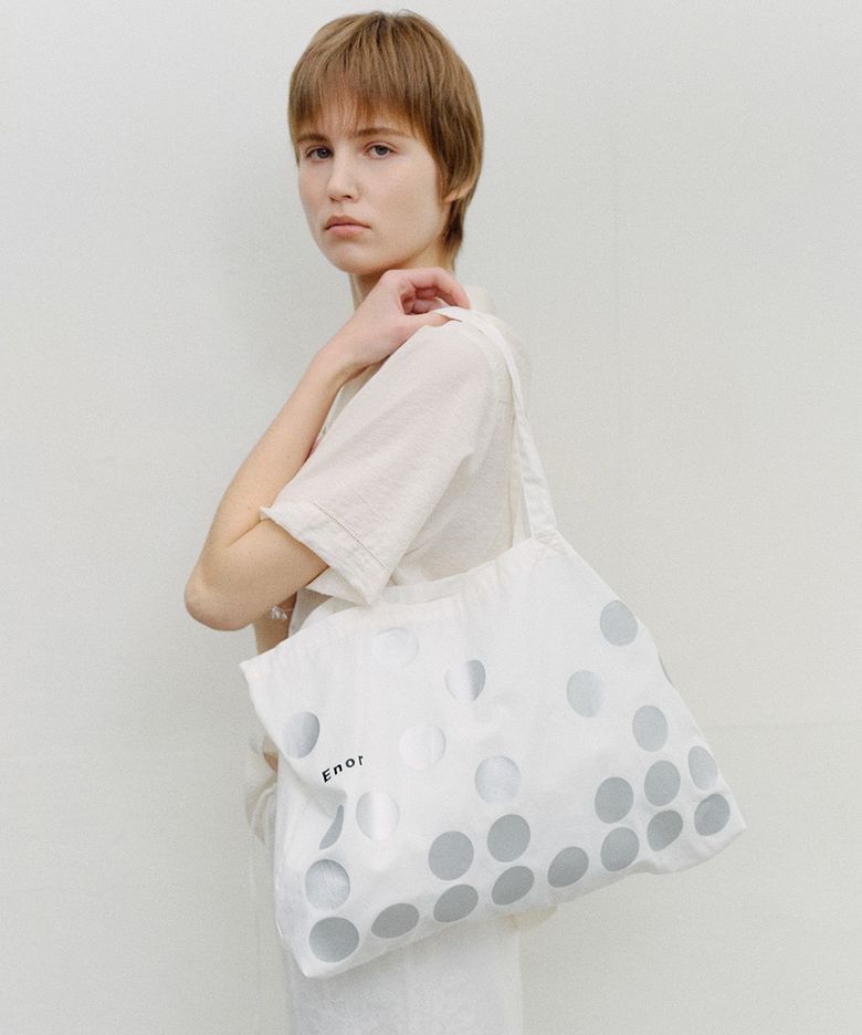 SILVER DOT ECO BAG - WHITE